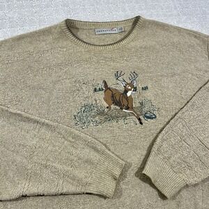 Vintage 90s Wildlife Deer Shenandoah Sz 2XL Knit Cabin Animal Nature XXL Sweater